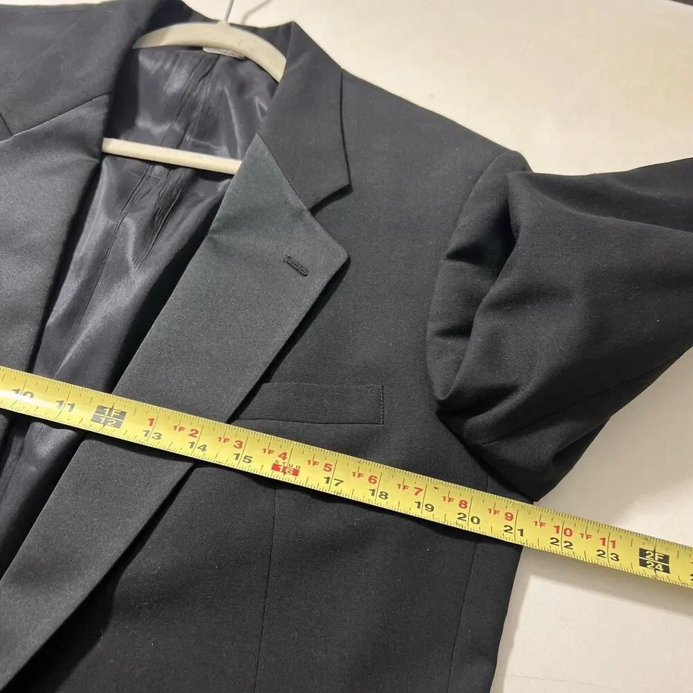 Vtg Christian Dior‎ Balzer Jacket Mens 43L Black Wool Formal Sport Coat USA Made